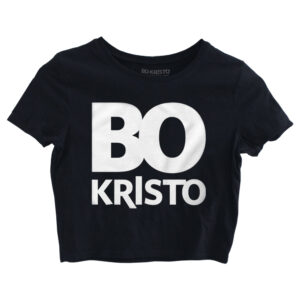 BLACK CROP TOP WITH BO KRISTO LOGO