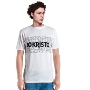 Bo Kristo Funky Logo White Jersey Tee Bo Kristo Online Clothing Store For Men Women